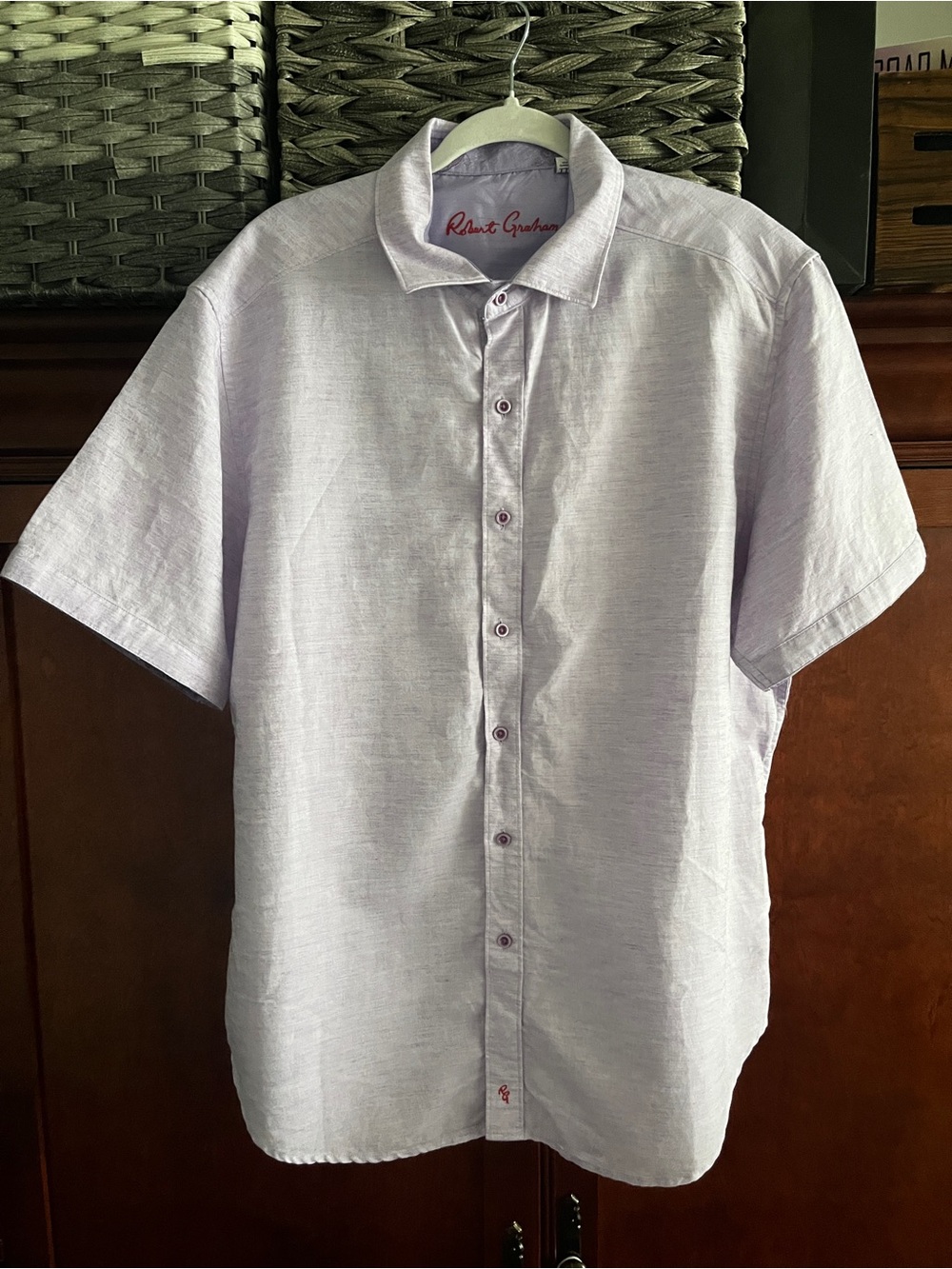 Robert Graham Men’s Short-Sleeve Button-Down Shirt in Light Lavender